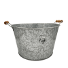A galvanized 15 inch ice bucket with handles.