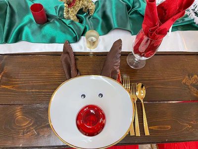 Reindeer theme Xmas  place setting