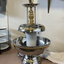 3 tier beverage fountain with gold and silver accents