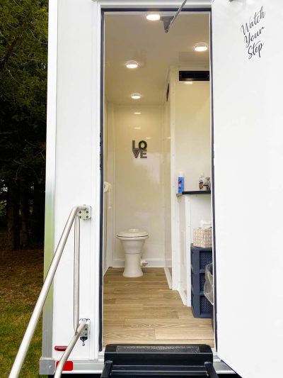 Deluxe Portable Restroom entrance-A to Z party rental