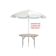 48 inch round table to hold umbrella for rent