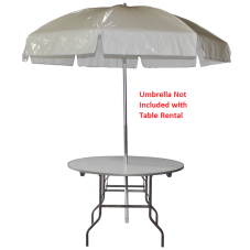 60 inch round table to hold umbrellas for rent