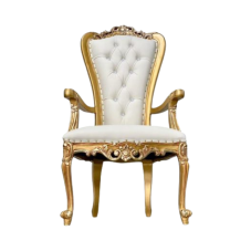 gold throne chair with white cushion