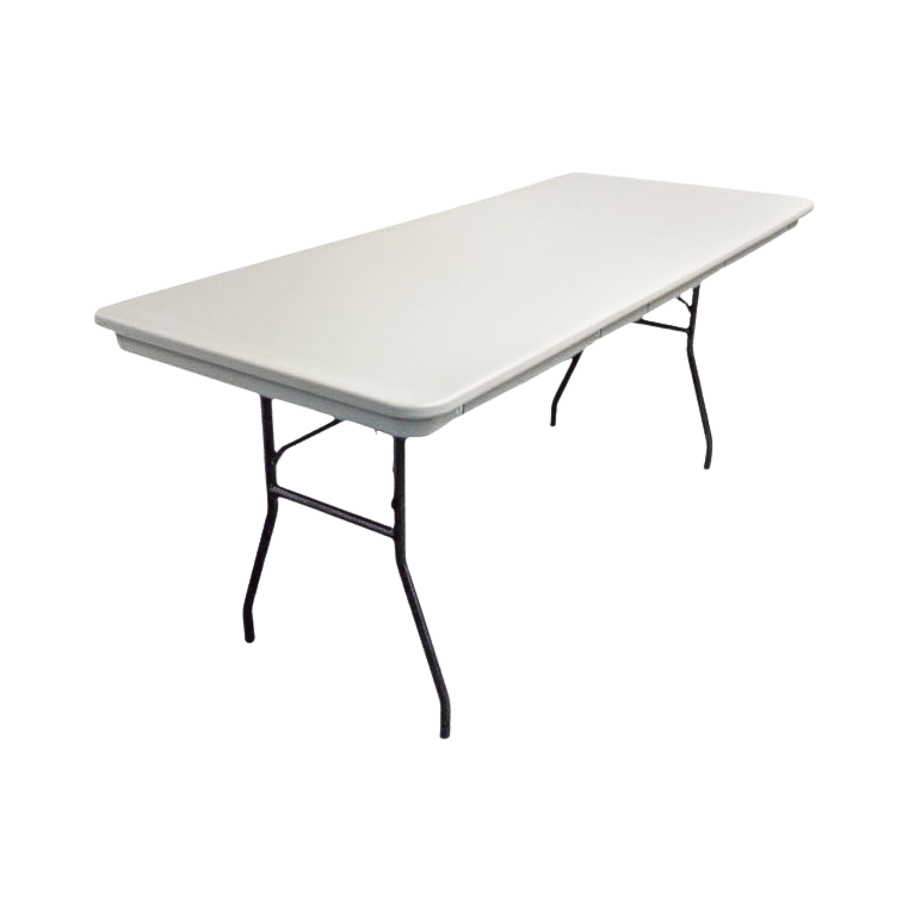 table banquet 8 x 30 inches seats 8 to 10 rent tables A rectangular plastic rental table with folding legs that is 30" wide by 8' feet long, to be used for parties and events, and seats 8 to 12 guests.